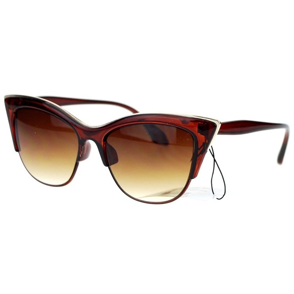🆕 Women’s Brown Cat Eye Retro Fashion Sunglasses - Picture 2 of 7
